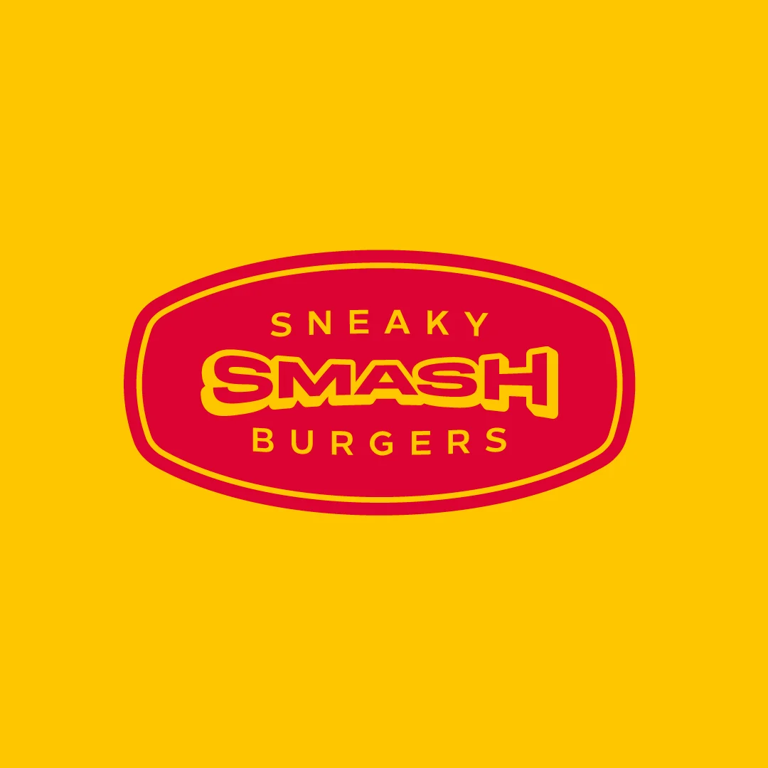 Nhdesign project SMASH VS THREAT: Sneaky Smash Burgers logo in red on yellow background