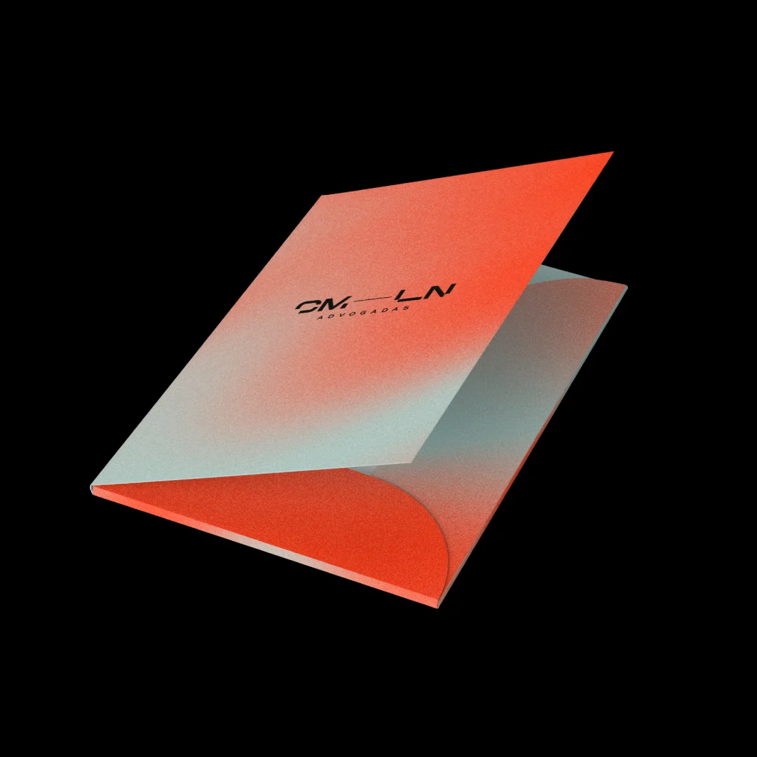 Nhdesign project CM-LN Advogadas: Half-open cover on black background