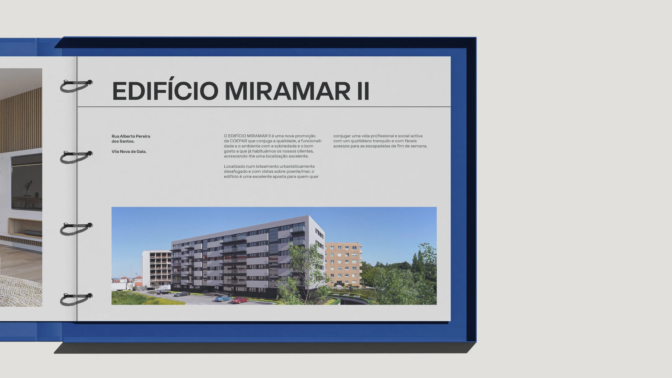 Nhdesign project Coepar: Coepar brochure page featuring the Miramar building project