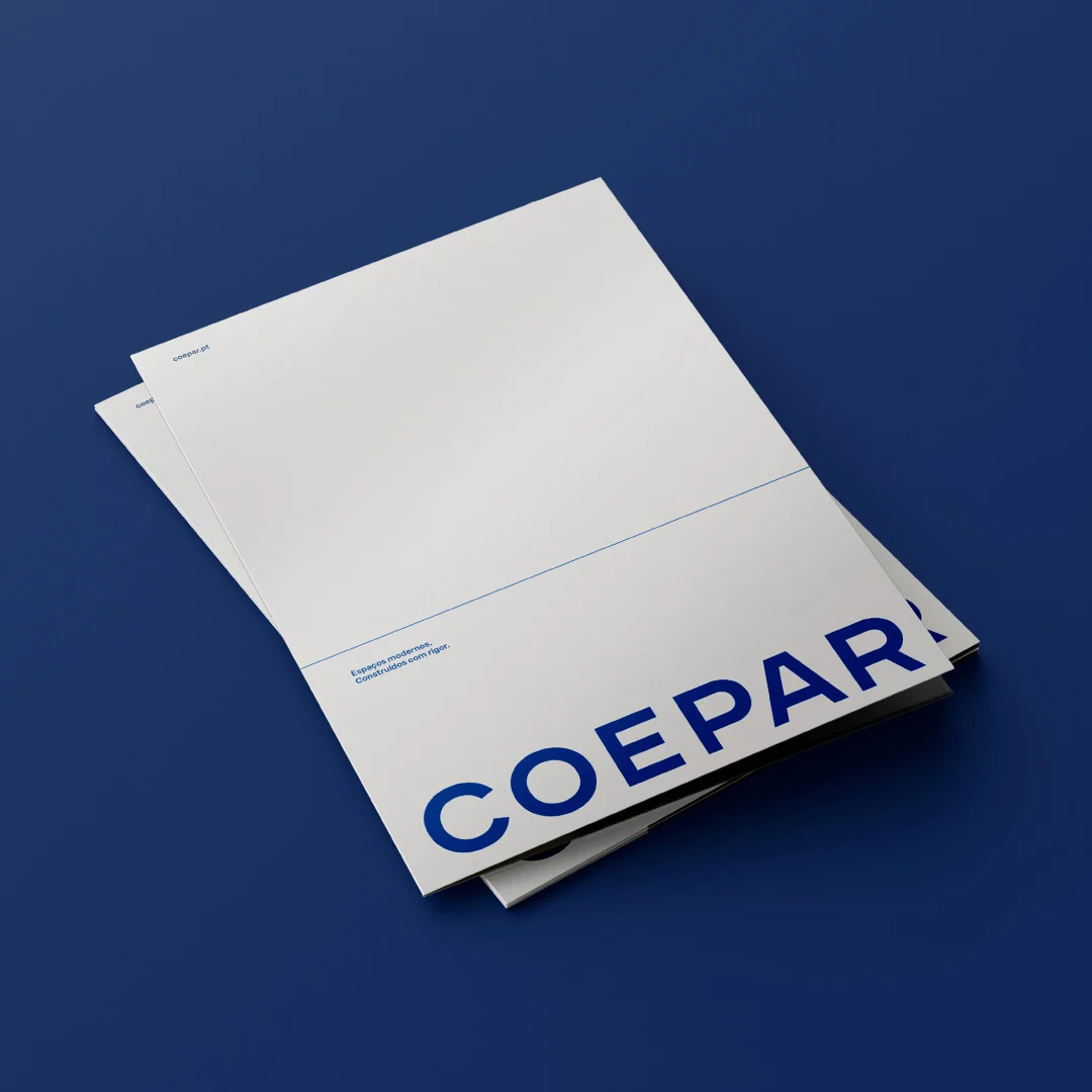 Nhdesign project Coepar: Letterhead featuring the Coepar visual identity on blue background