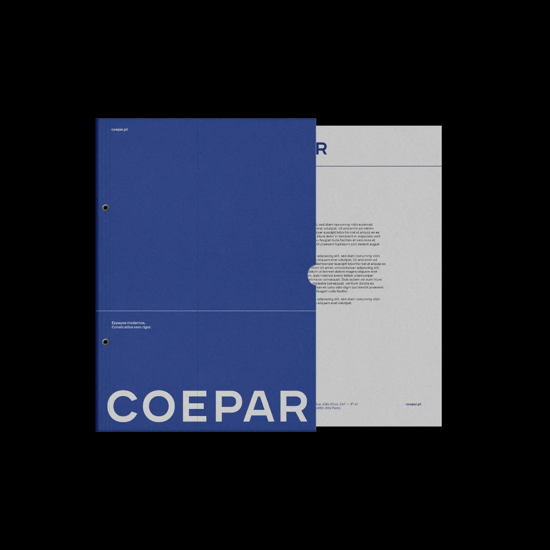 Nhdesign project Coepar: Coepar stationery featuring a clean blue and white layout