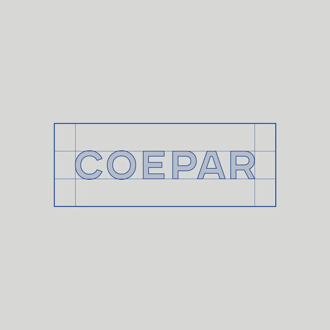 Nhdesign project Coepar: Geometric grid used in the construction of the Coepar logo