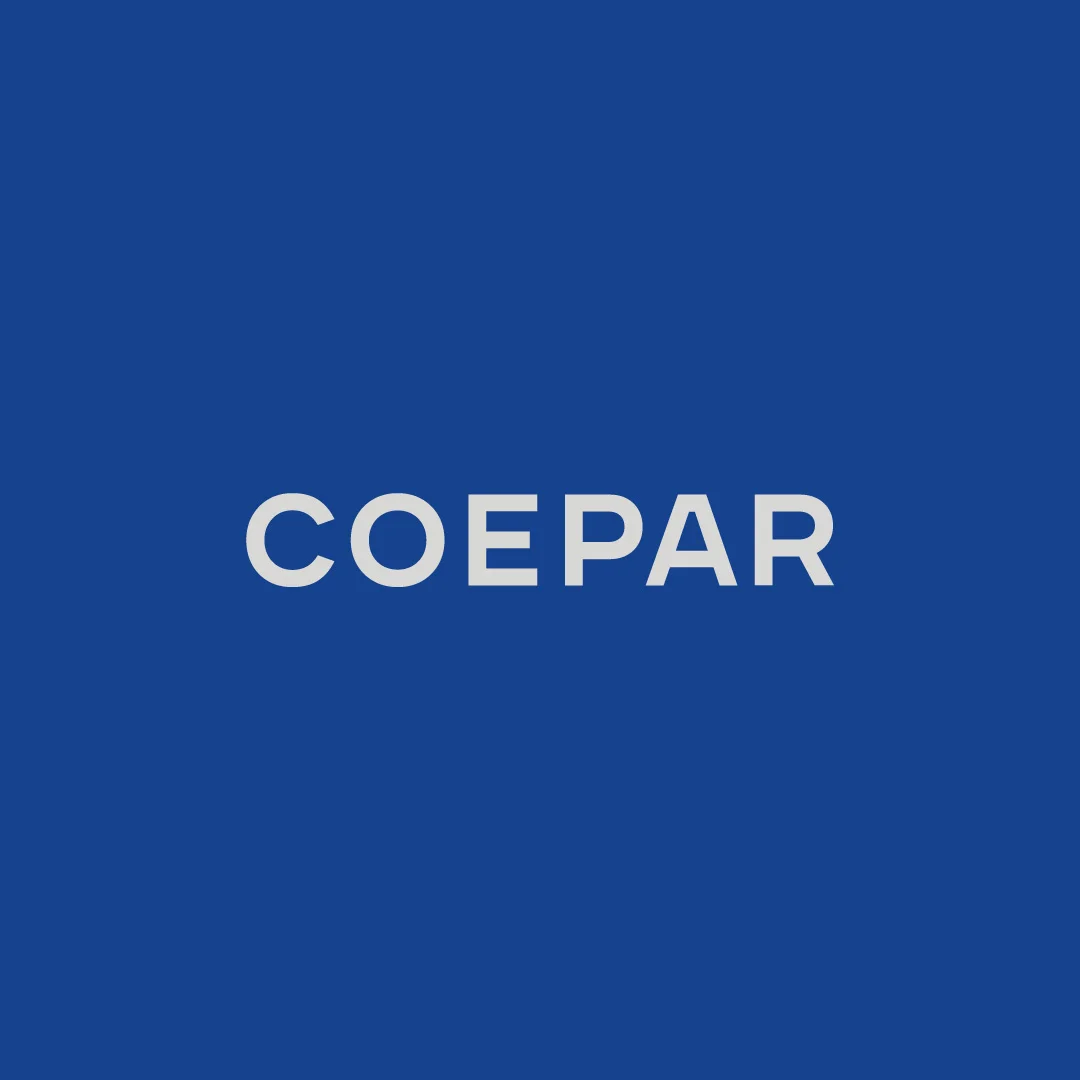 Nhdesign project Coepar: Coepar logo in white on blue background