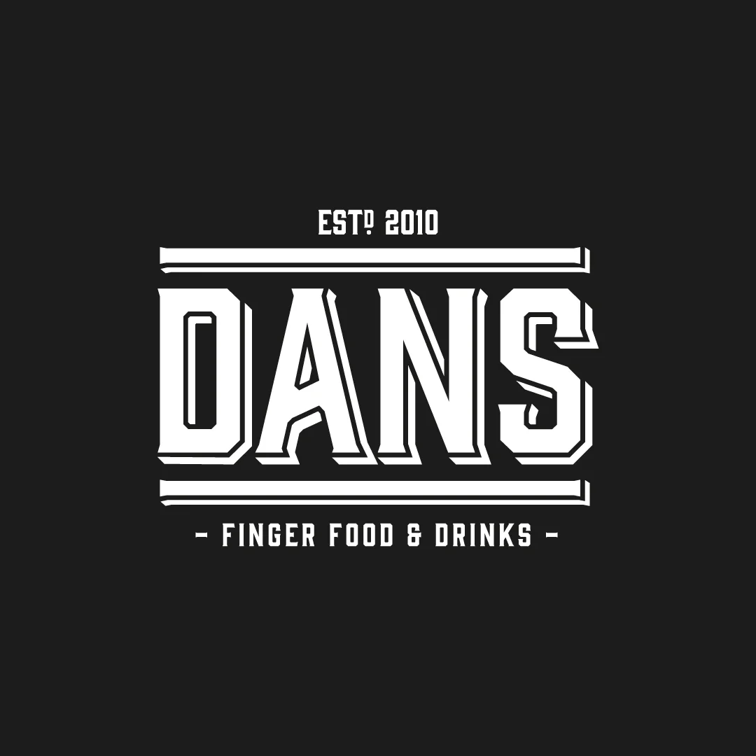 Nhdesign project DANS: DANS logo in white on black background