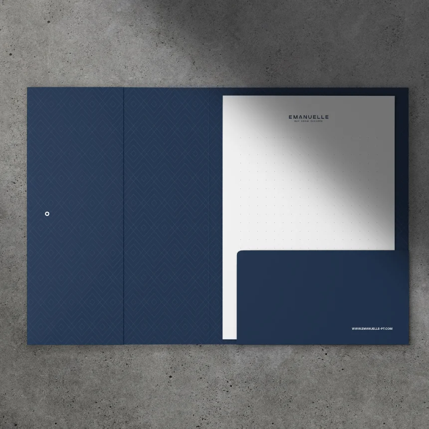 Nhdesign project Emanuelle: Cover and institutional materials with a minimal and elegant visual language
