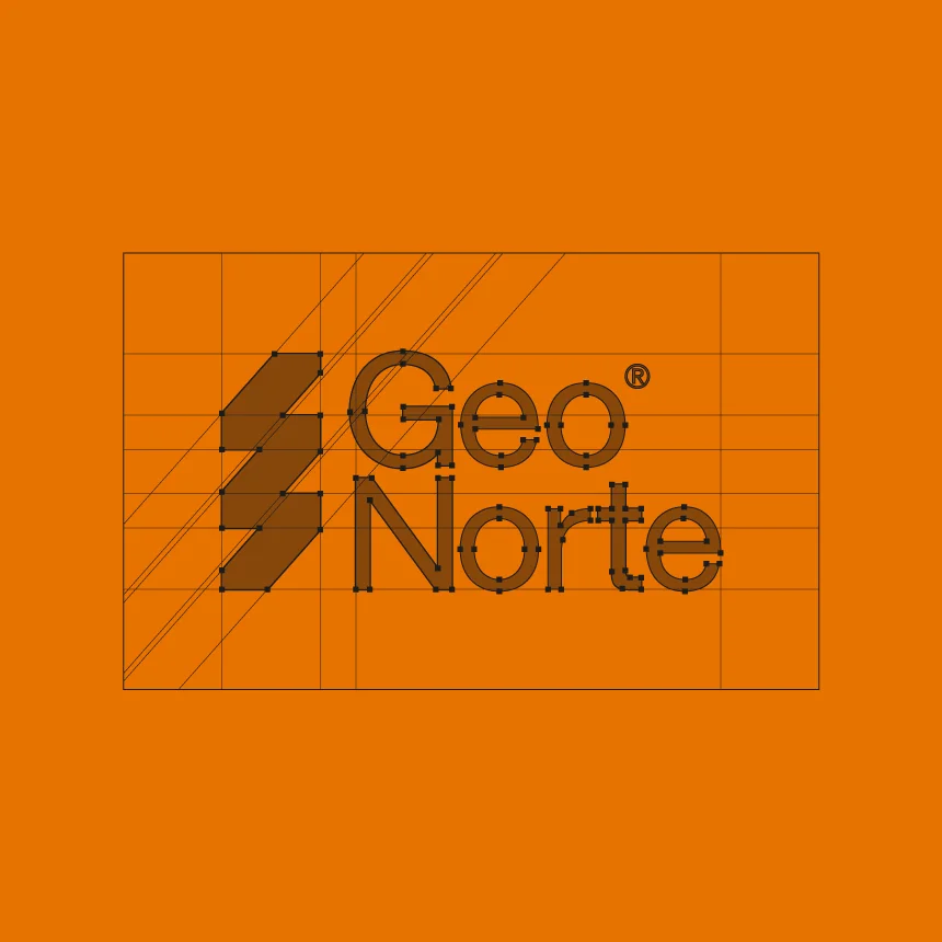 Nhdesign project GeoNorte: Construction and proportion study of the GeoNorte logo