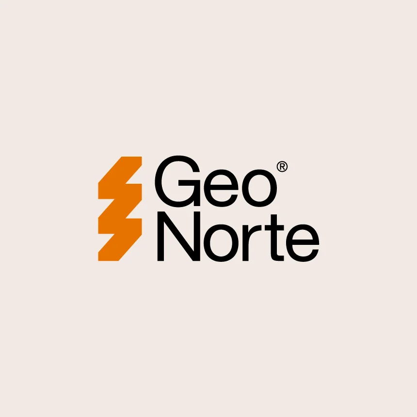 Nhdesign project GeoNorte: Logo with geometric symbol and modern typography, reflecting the technical and industrial sector