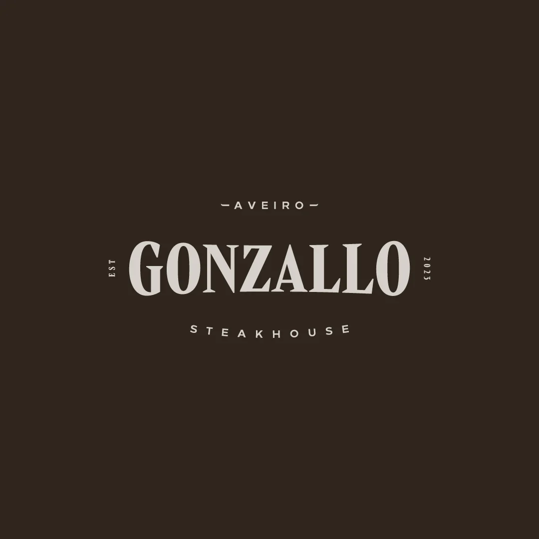 Projeto Gonzallo Steakhouse da Nhdesign: Logótipo do restaurante Gonzallo com identidade tipográfica clássica e sofisticada