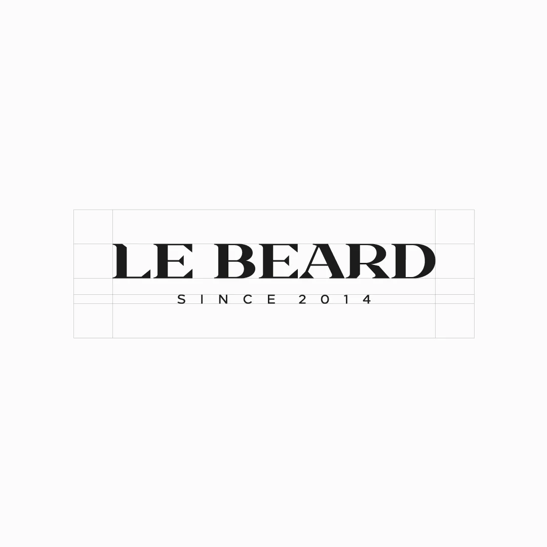 Projeto Le Beard da Nhdesign: Estudo de construção e proporção do logótipo Le Beard