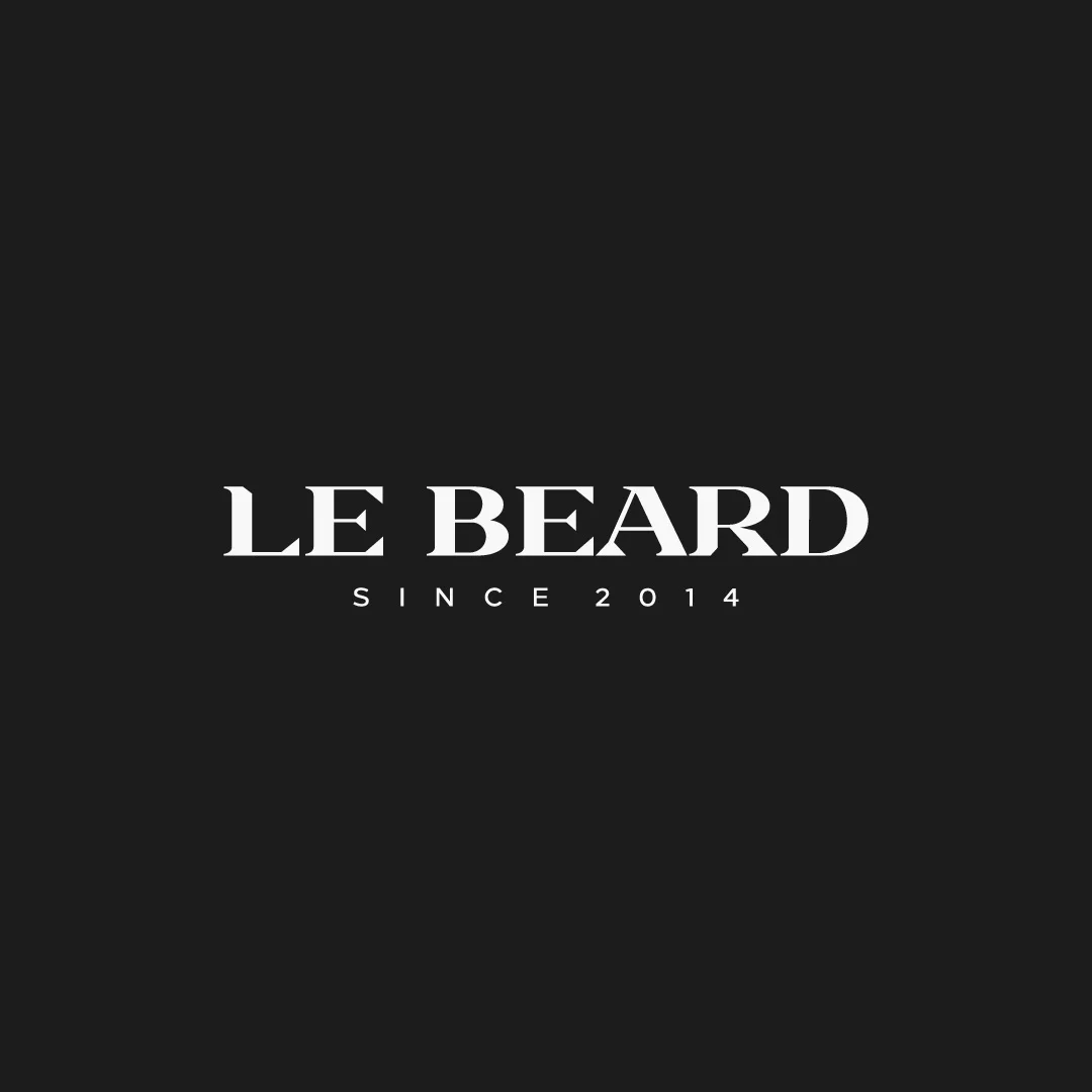 Projeto Le Beard da Nhdesign: Logótipo com tipografia clássica e abordagem minimal, refletindo o posicionamento premium da marca
