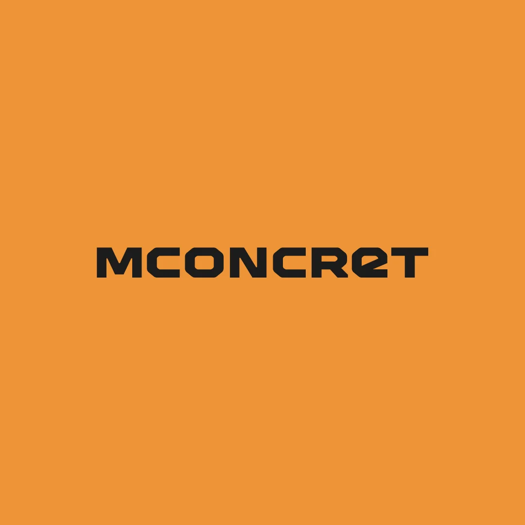 Nhdesign project Mconcret: Mconcret logo on an orange background.