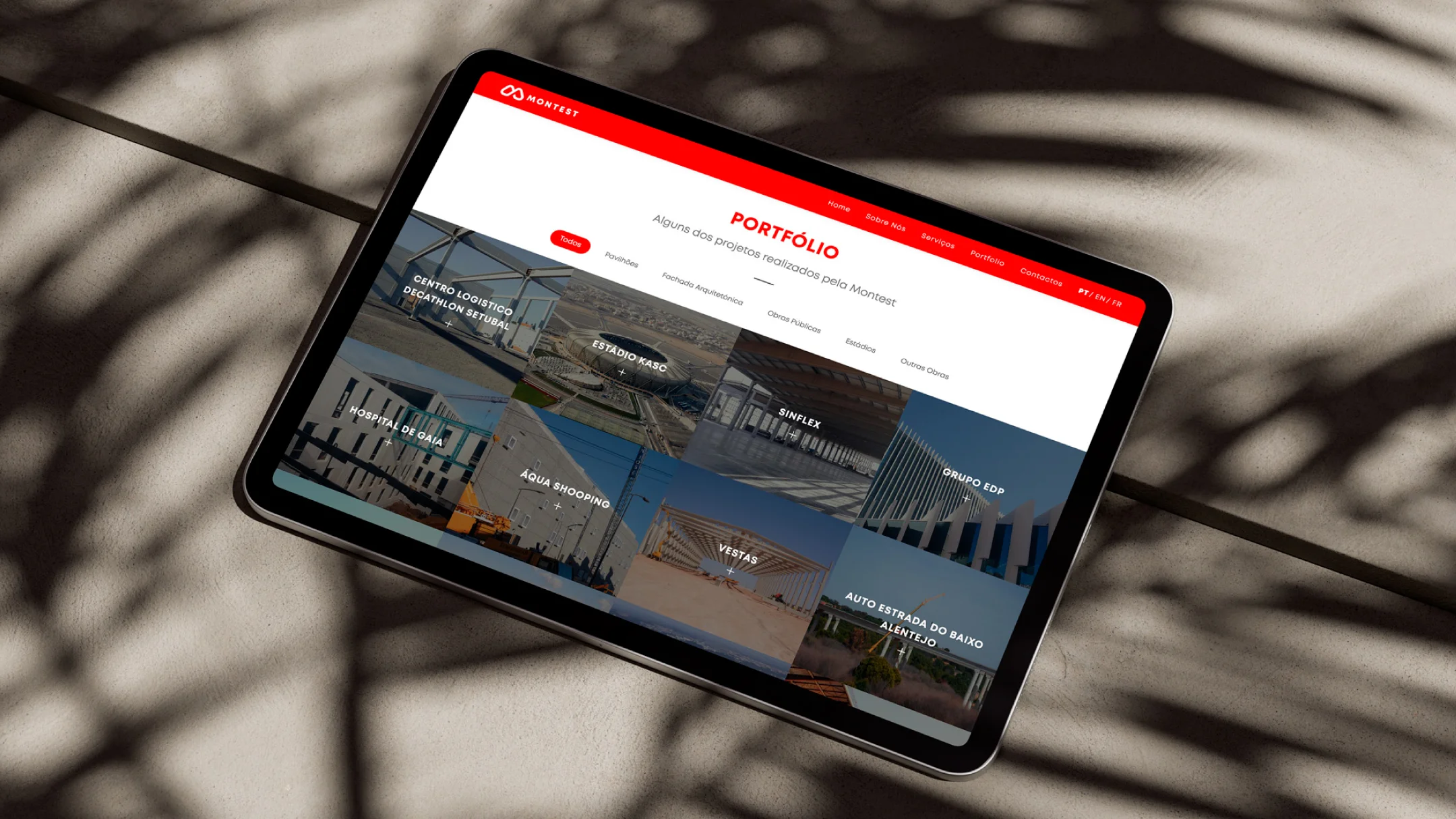 Nhdesign project Montest: Montest website displayed on a tablet.