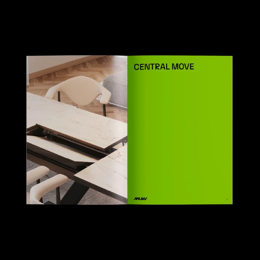 Nhdesign project MUVV: Catalogue page with modular composition and product emphasis