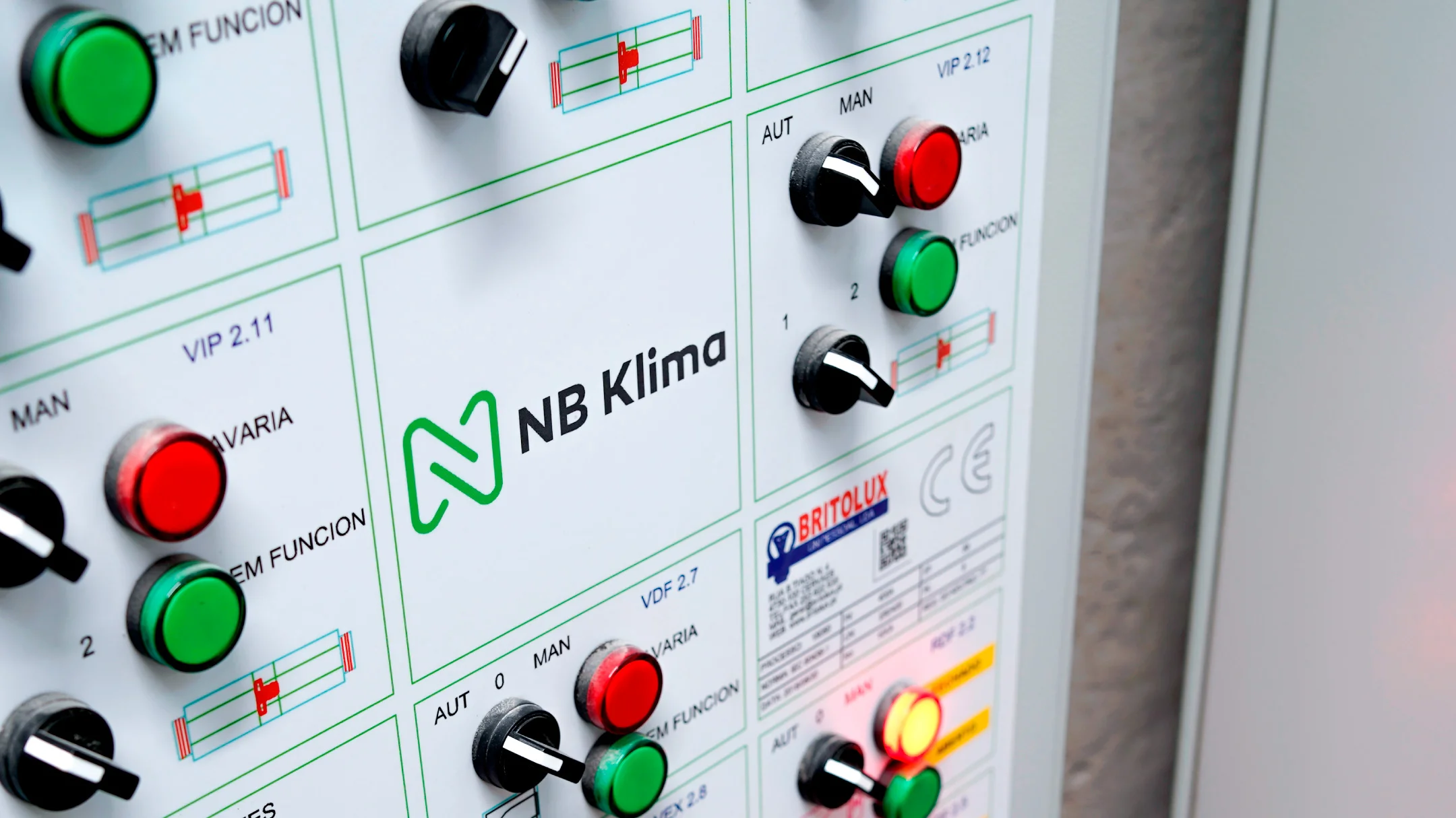 Nhdesign project NB Klima: NB Klima technical control panel with operation buttons
