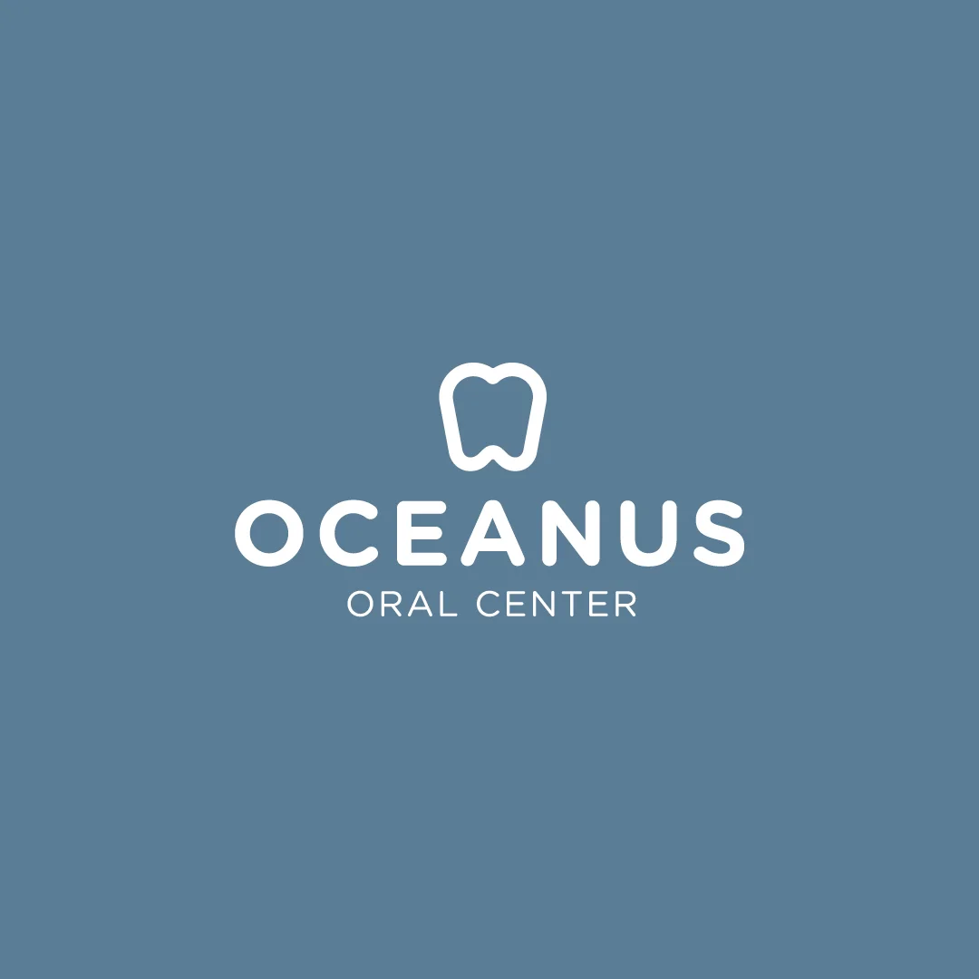 Nhdesign project OCEANUS: Oceanus Oral Center logo in white on blue background
