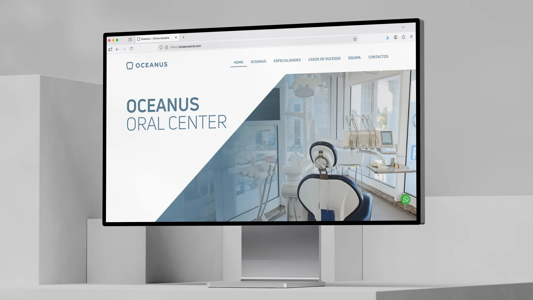 Nhdesign project OCEANUS: Screen displaying Oceanus Oral Center website in modern design