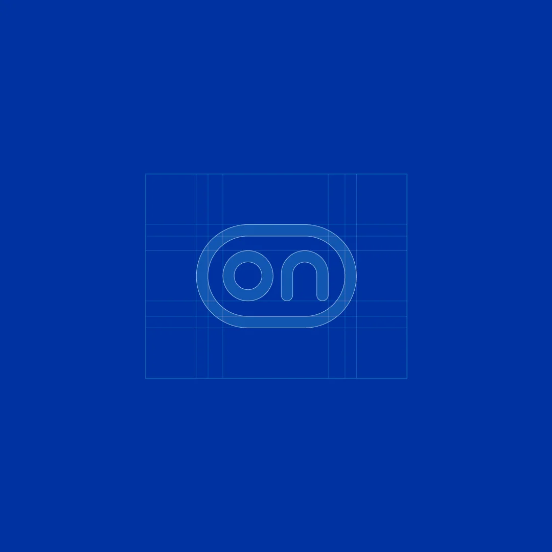 Nhdesign project ON: Construction grid applied to the ON brand symbol