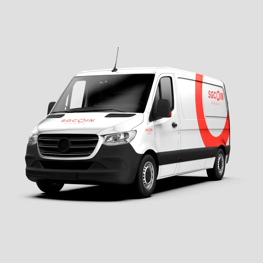 Nhdesign project SGCOIN: Brand applied to a vehicle with strong visual presence