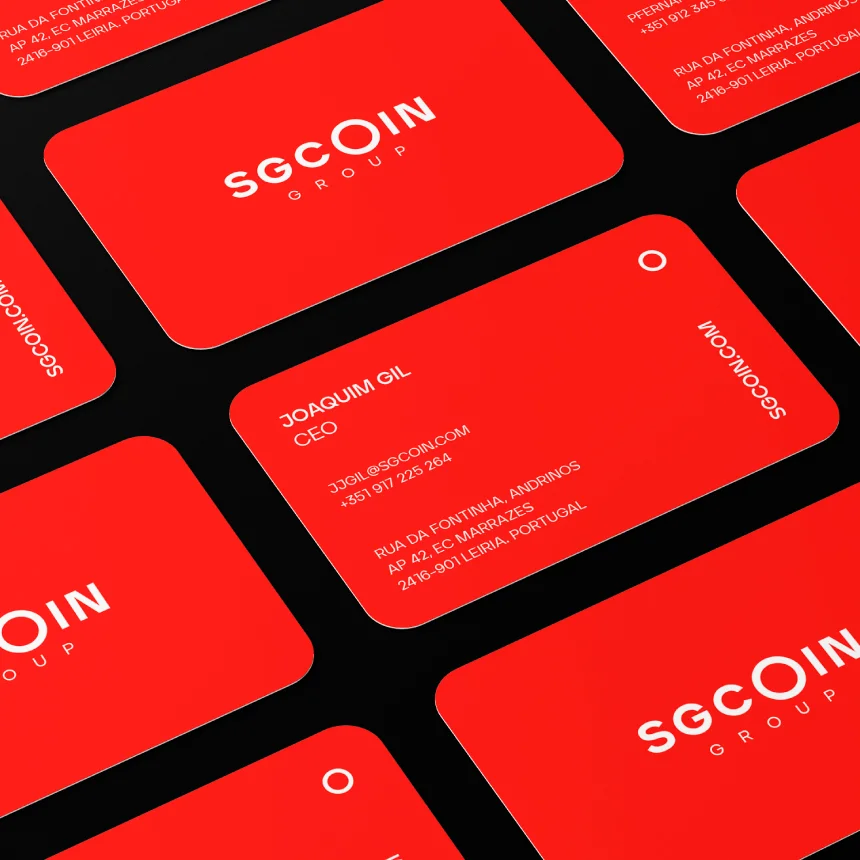 Nhdesign project SGCOIN: Set of cards with consistent graphics and modular brand application