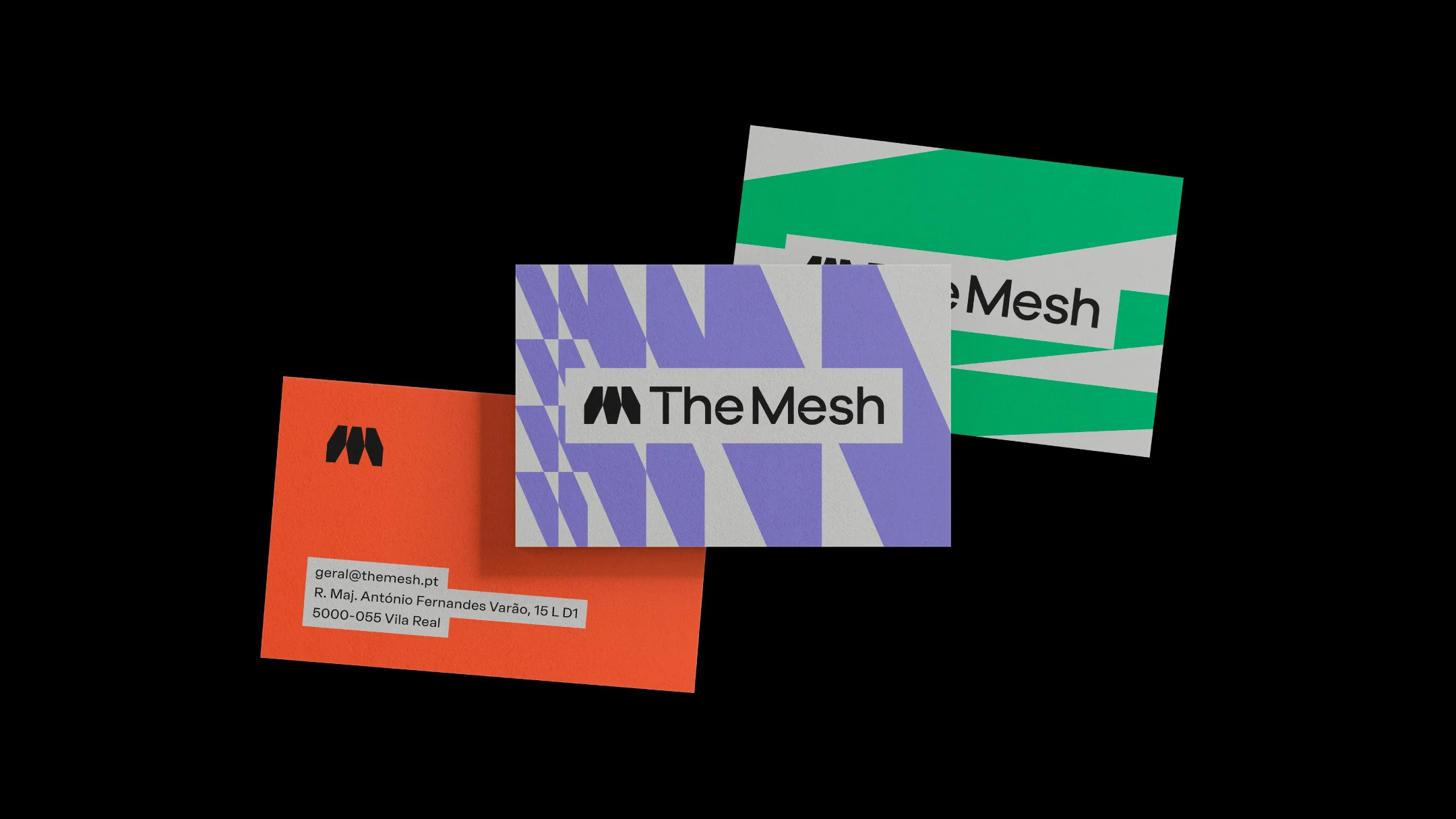 Nhdesign project The Mesh: Business card variations with multiple color applications