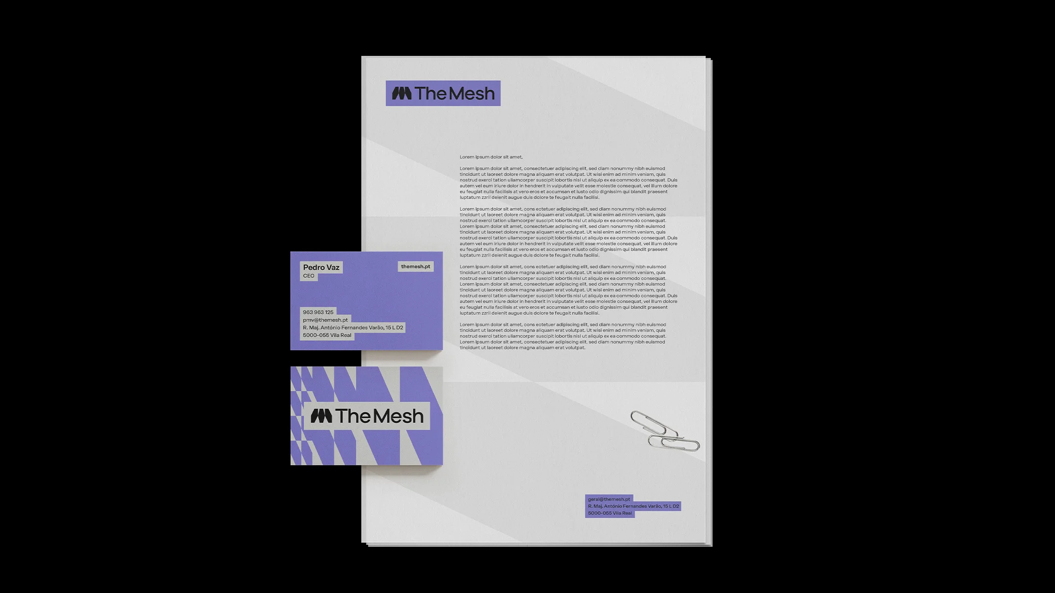 Nhdesign project The Mesh: Letterhead featuring visual identity and clear typographic hierarchy