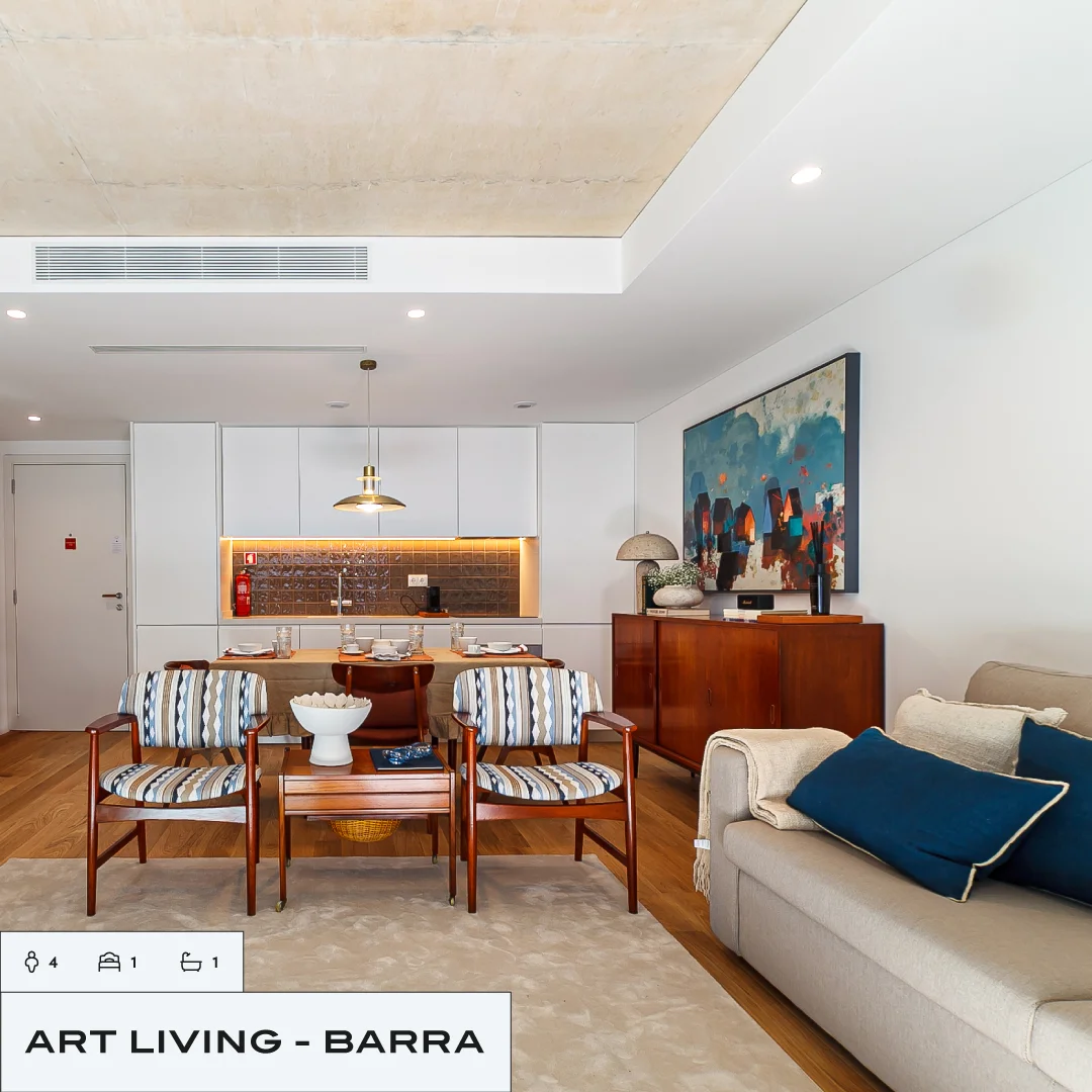 Nhdesign project Art Living: Interior of an Art Living apartment with integrated living room and kitchen