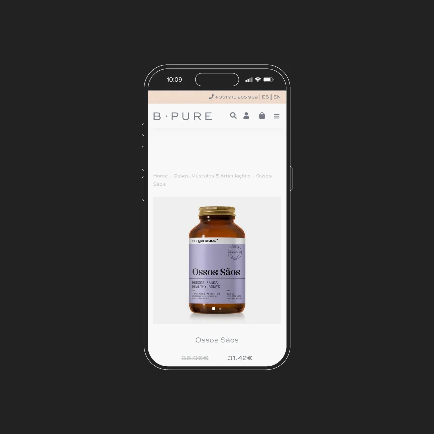 Nhdesign project Bpure: Responsive website on mobile