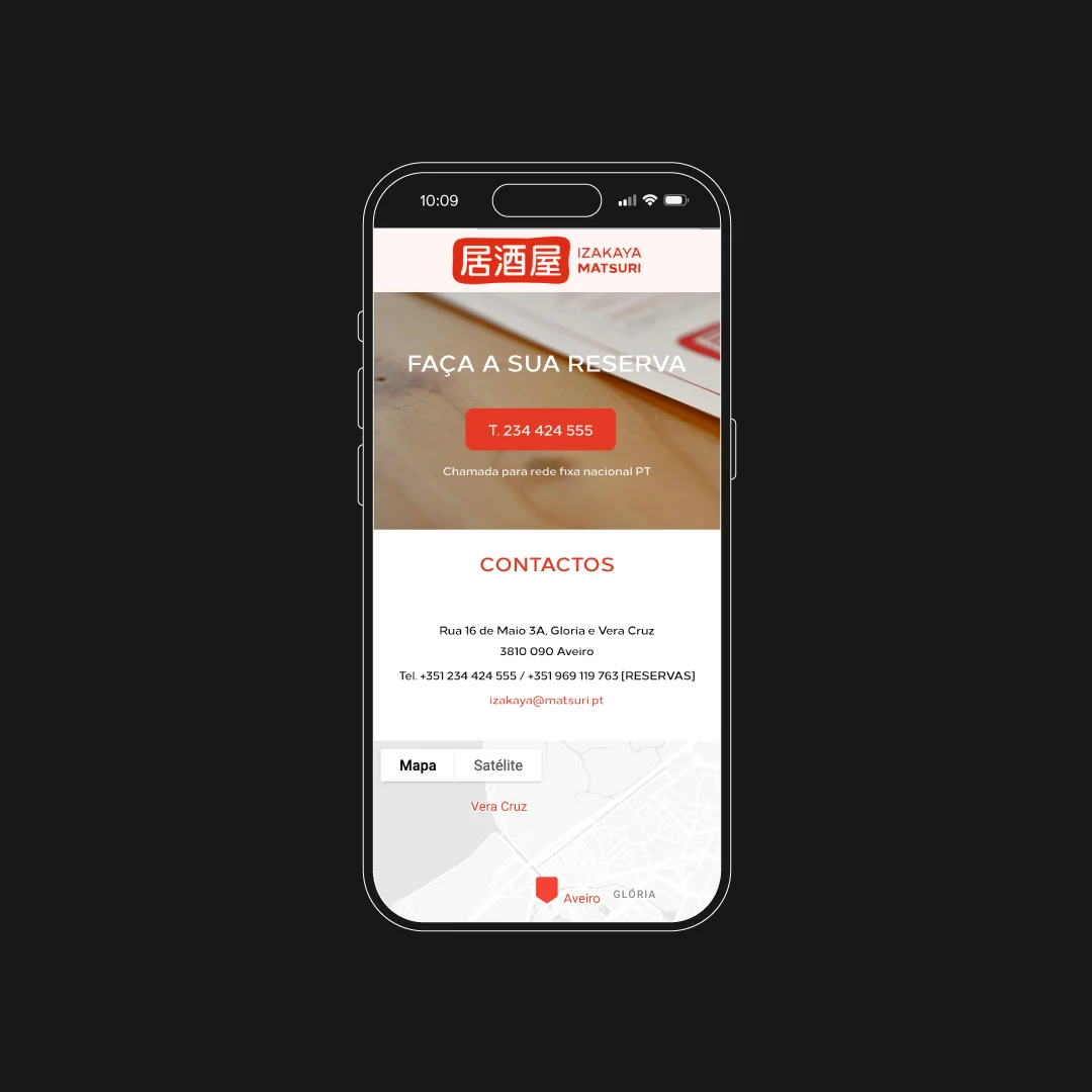 Nhdesign project Izakaya Matsuri: Responsive website on mobile