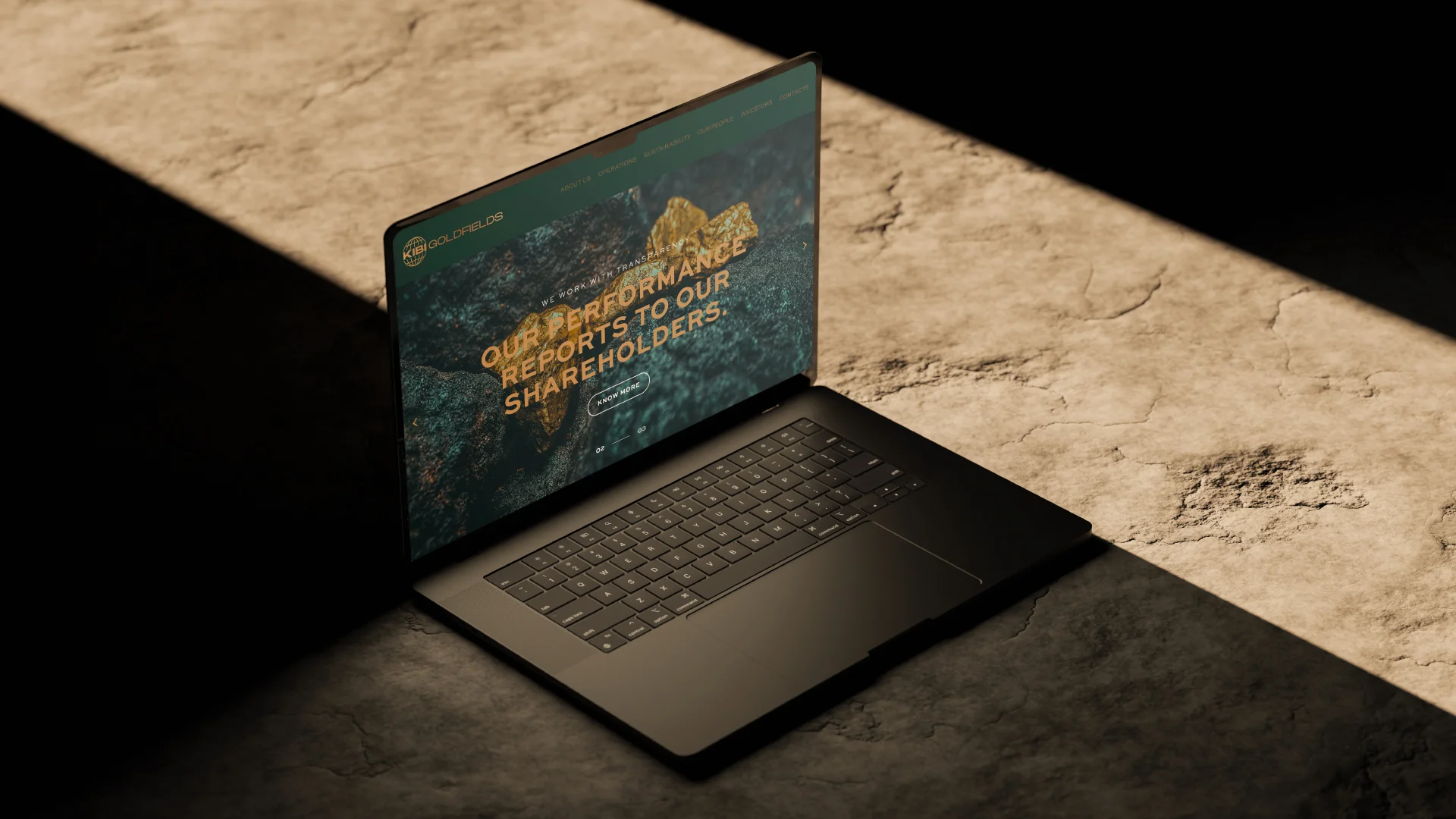 Nhdesign project Kibi Goldfields: Laptop on Kibi Goldfields website