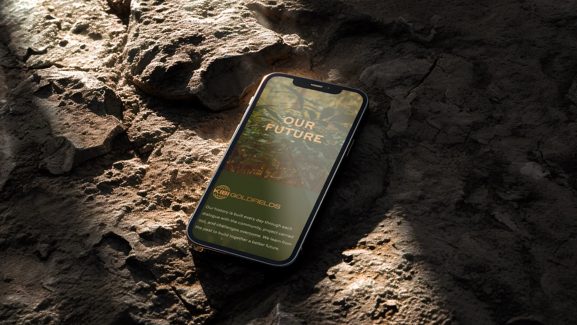 Nhdesign project Kibi Goldfields: Phone on Kibi Goldfields website