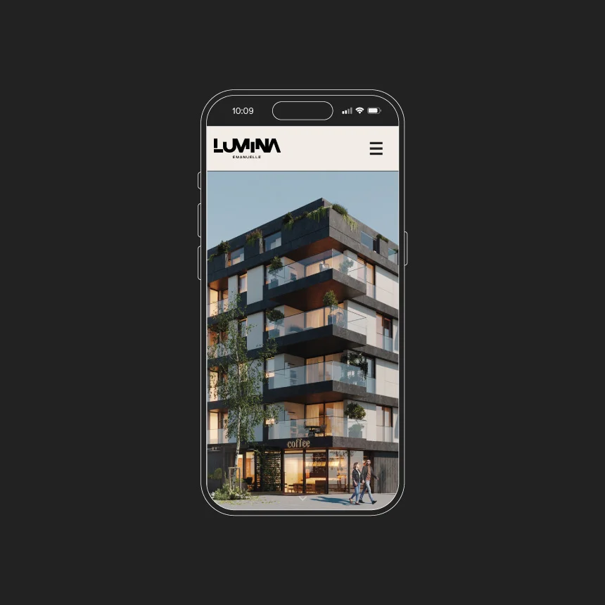 Nhdesign project Lumina: Responsive website on mobile