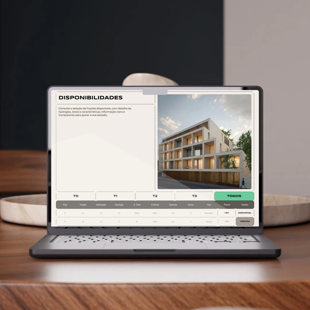 Nhdesign project Prestige Living: Website section dedicated to browsing available units and apartment types at Prestige Living