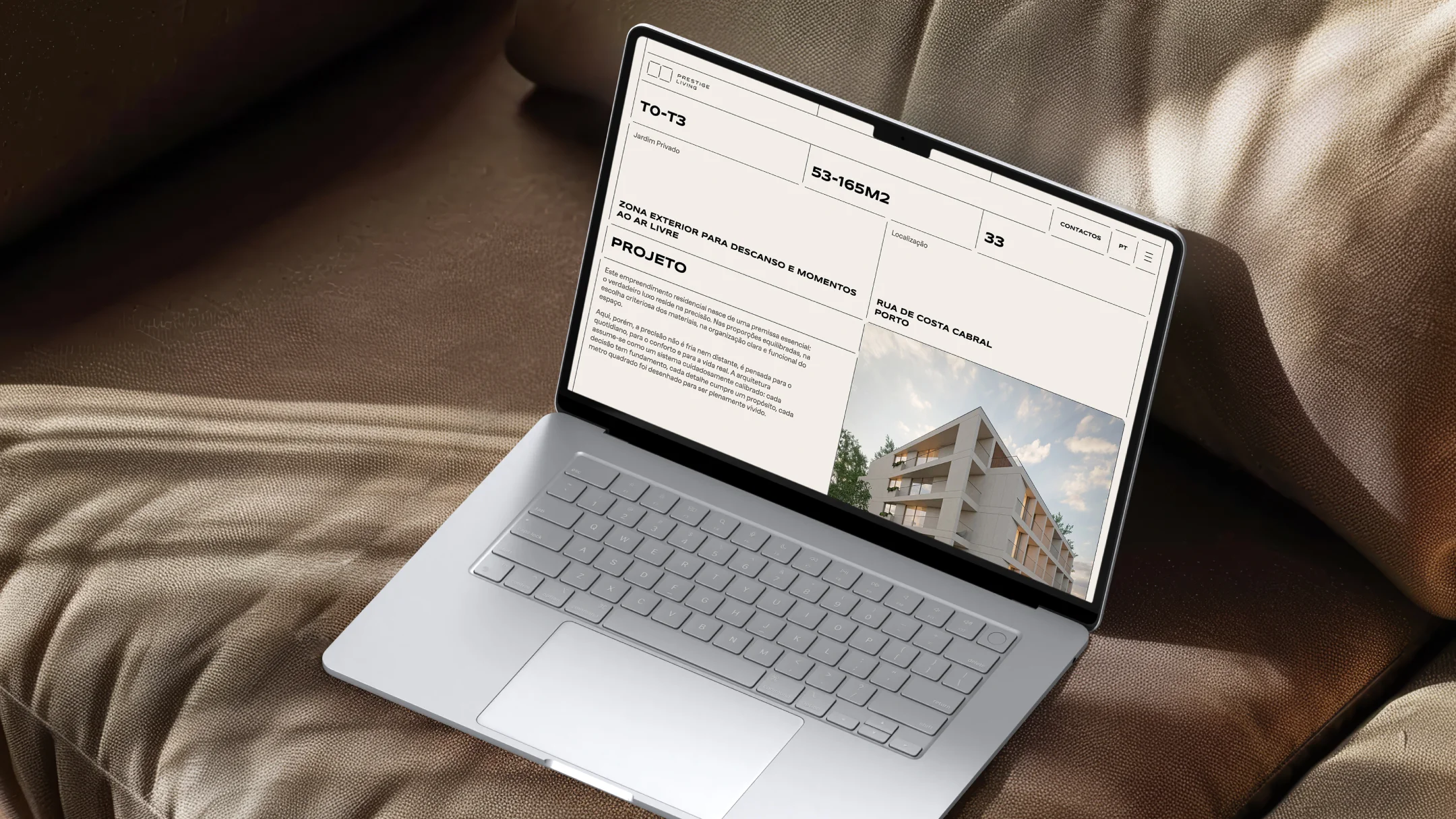 Nhdesign project Prestige Living: Digital presentation of information and features for individual units at Prestige Living
