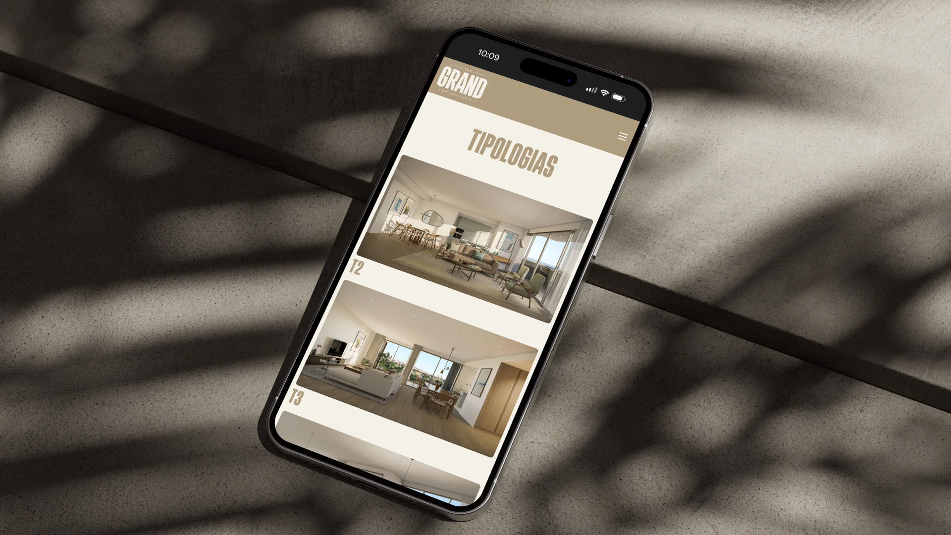 Nhdesign project The Grand Splendouro: Responsive website on mobile